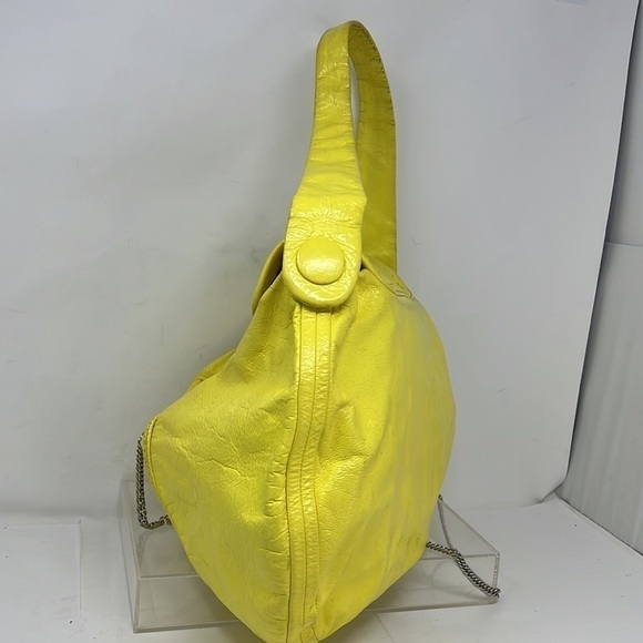 Marc by Marc Jacobs Yellow Patent Leather Turnlock Flap Crossbody Hobo Bag - Picture 7 of 14